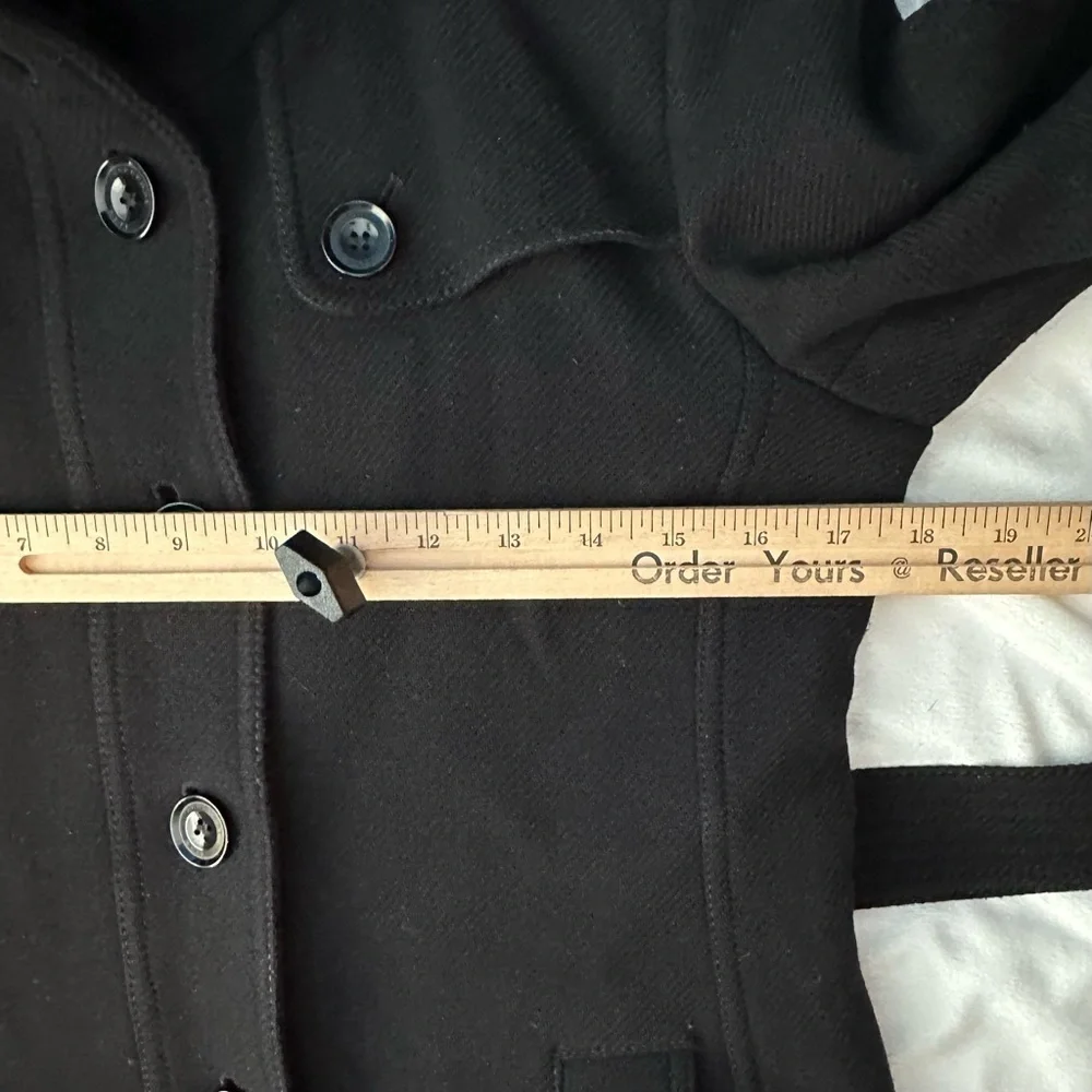 Burberry Brit Rushfield Wool Cashmere Blend Black Trench Coat 4 Shearling Collar - Picture 7 of 16